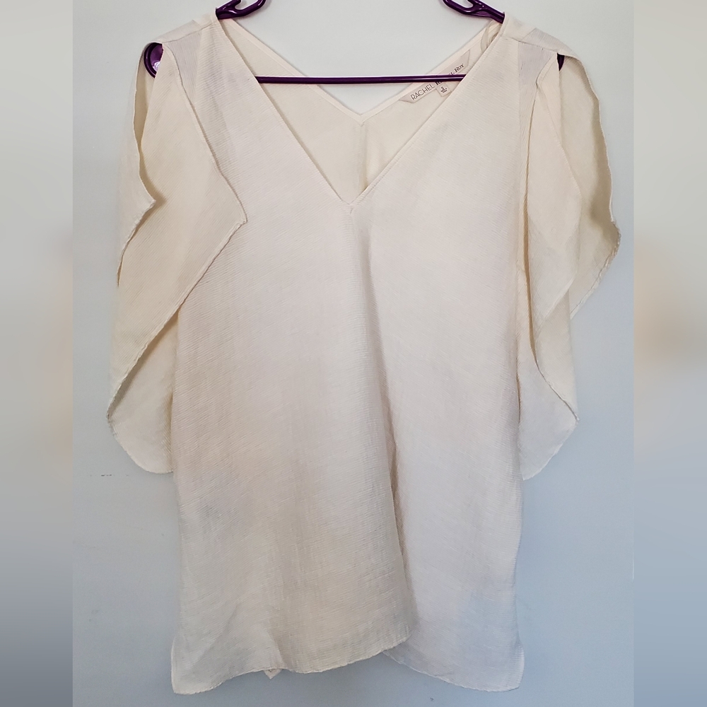 Rachel Rachel Roy Women's Natural Flutter Textured Blouse Size Small